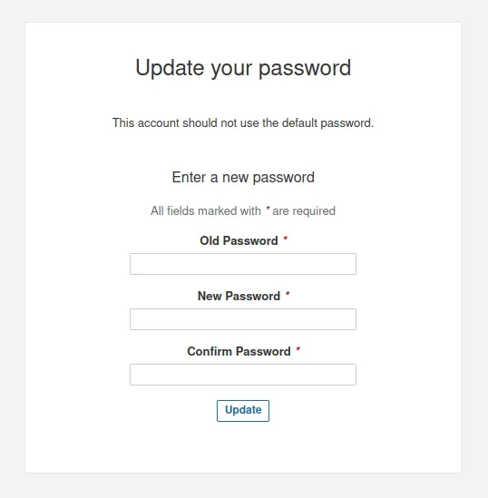 Change password screen